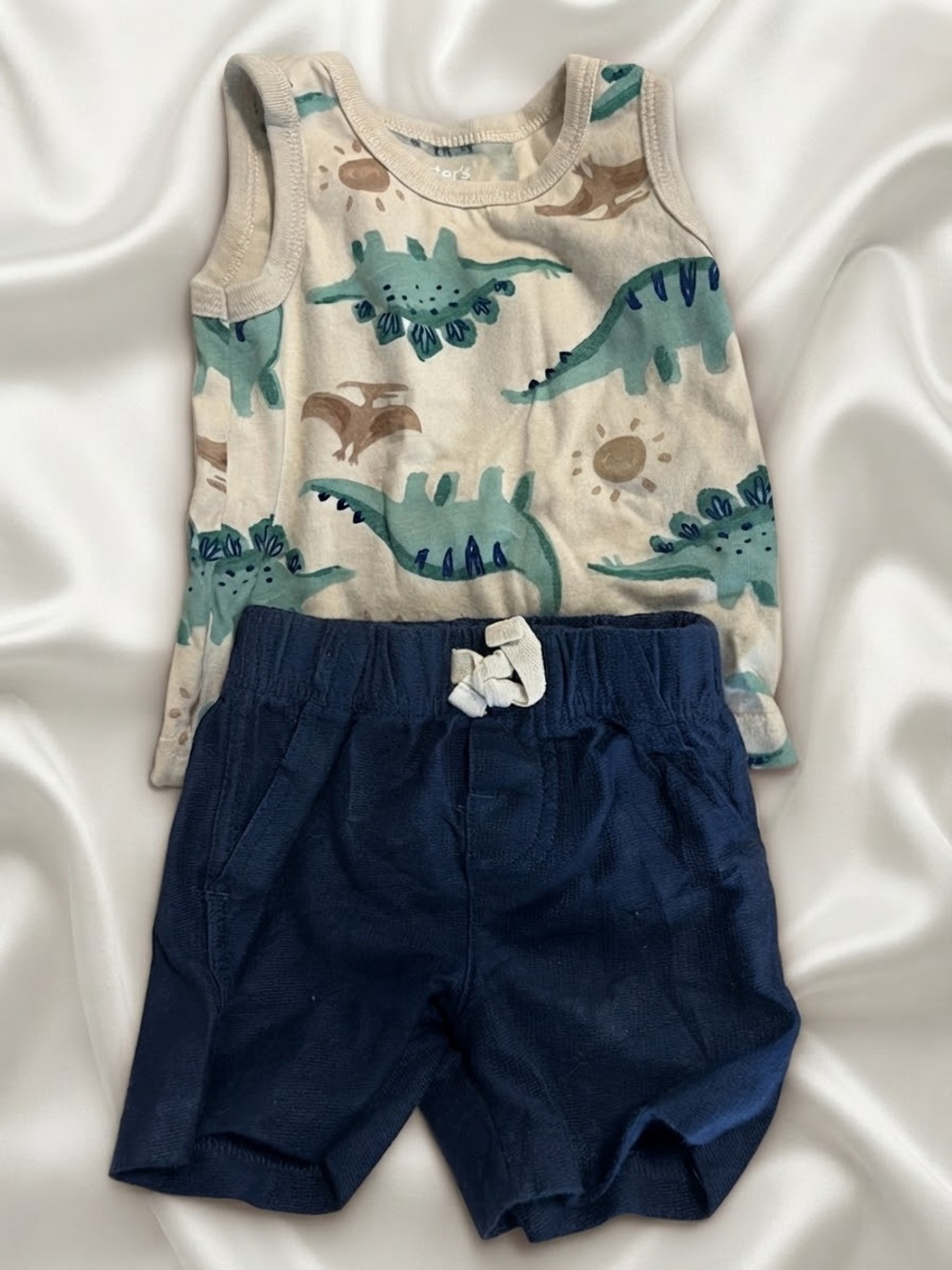 Carters baby boy 6 months outfit tank top & shorts dinosaur print